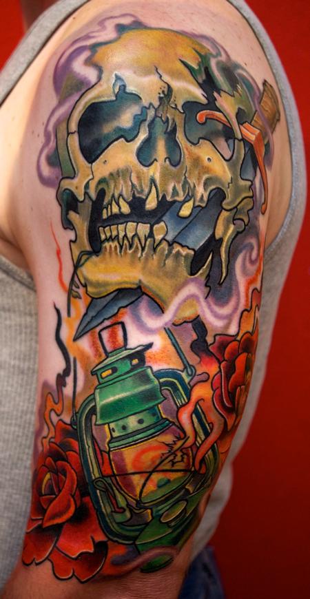 Robert Hendrickson - Broken skull with train lantern 